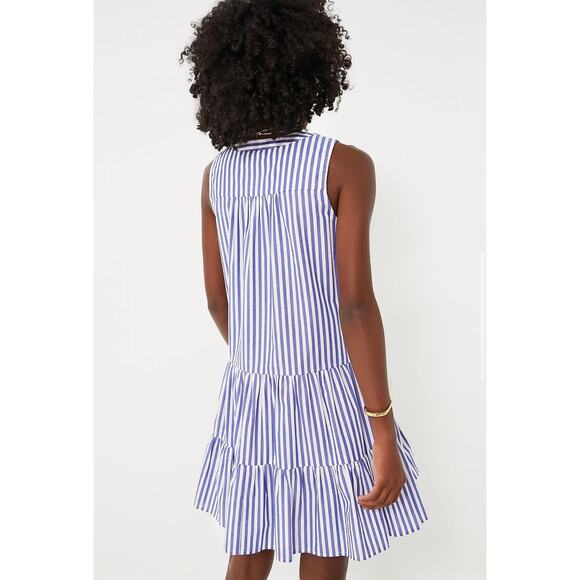 Pomander Place Blue White Stripe Sleeveless Cotton Poplin Kenzo Dress NWT Small - Picture 4 of 9